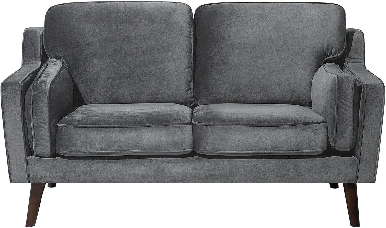 2-Sitzer Sofa Samtstoff dunkelgrau LOKKA Bild 1