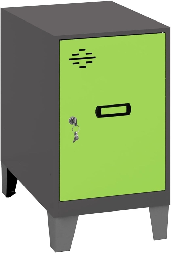 Simon Rack Simonlocker Kommode, klein, 575 x 300 x 500 mm, Amario aus Metall, mit Schlüssel, Anthrazit/Grün Bild 1