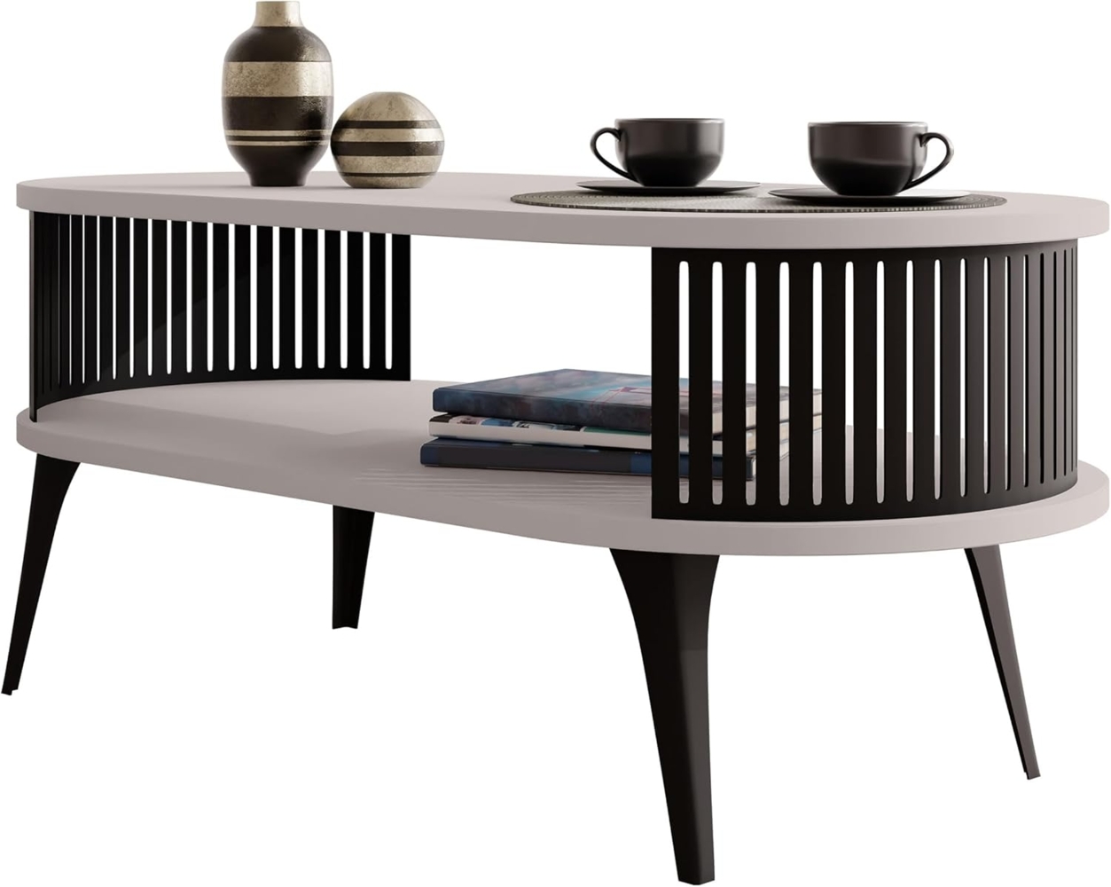 Couchtisch Rajkon Oval (Farbe: Schwarz / Cashmere) Bild 1