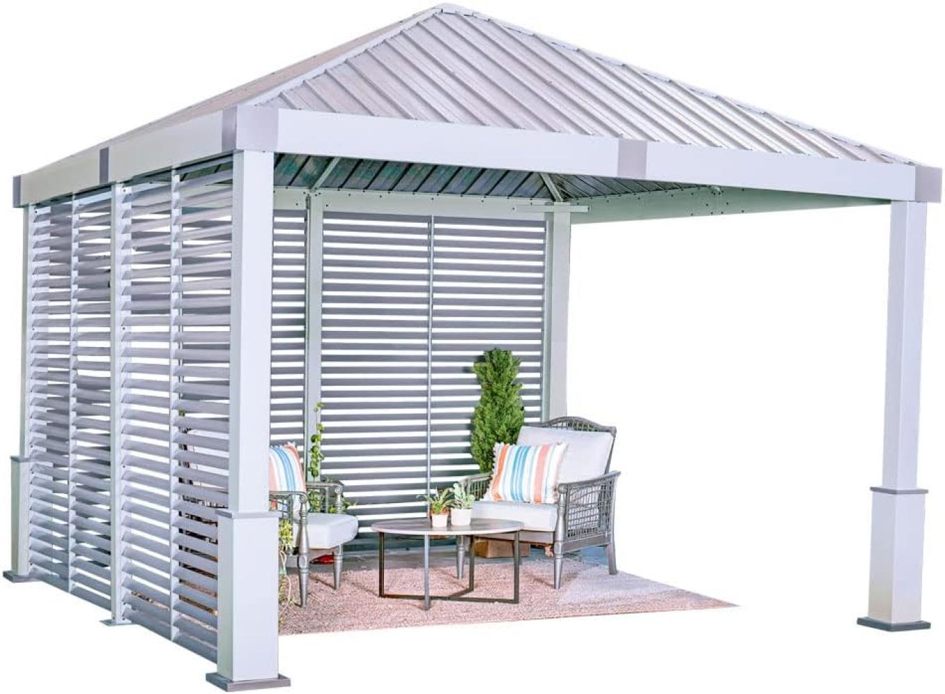 Sojag Aluminium Pavillon Nanda 1212 inkl. Seitenwand | Champagner | 363x363x313 cm Bild 1