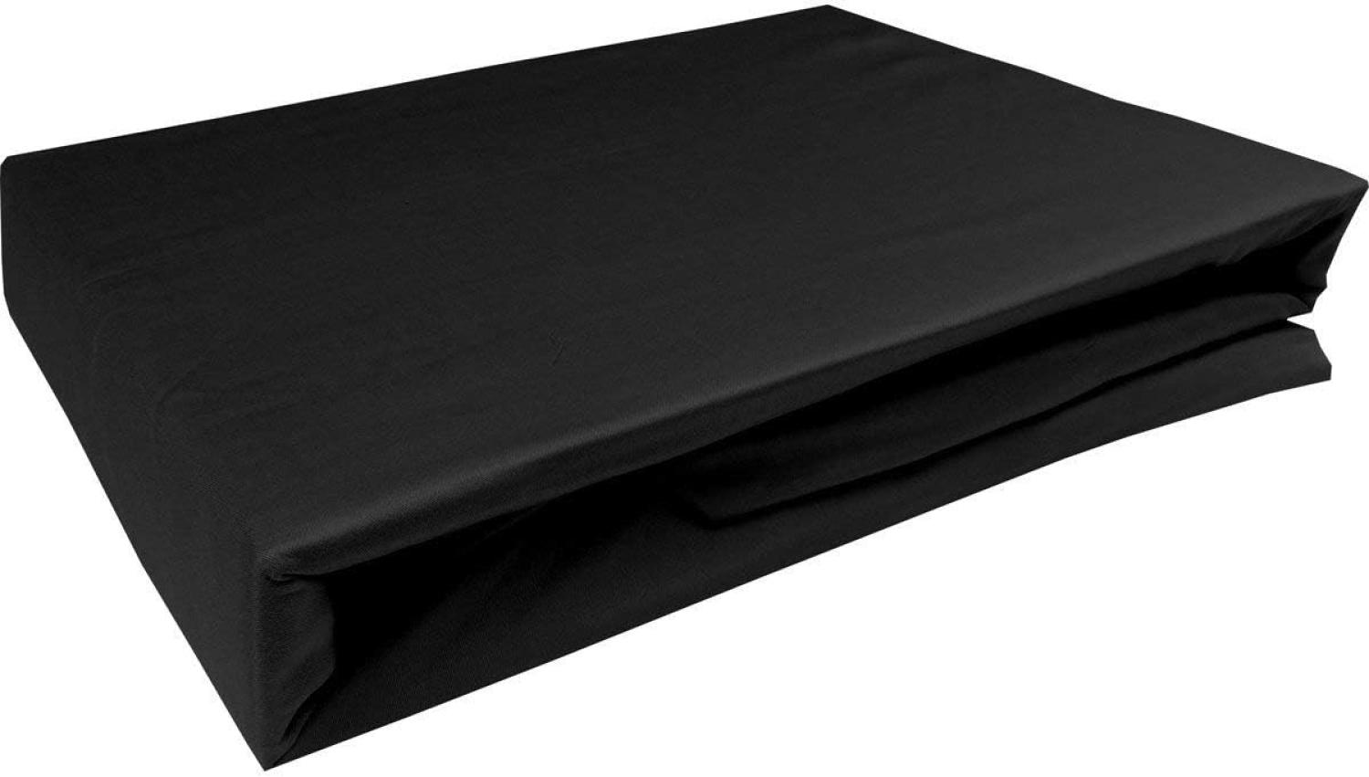 Bettwaesche-mit-Stil Mako-Satin Spannbettlaken schwarz 90x200cm Höhe 5-10cm Bild 1