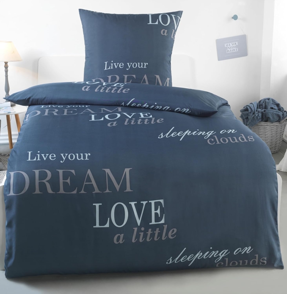 Kuscheli Bettwäsche 135x200 + 80x80 cm atmungsaktiver Bettbezug, moderne Designs, Mikrofaser, 2 teilig, Für Allergiker geeignet, pflegeleicht, angenehm weicher Stoff Bild 1