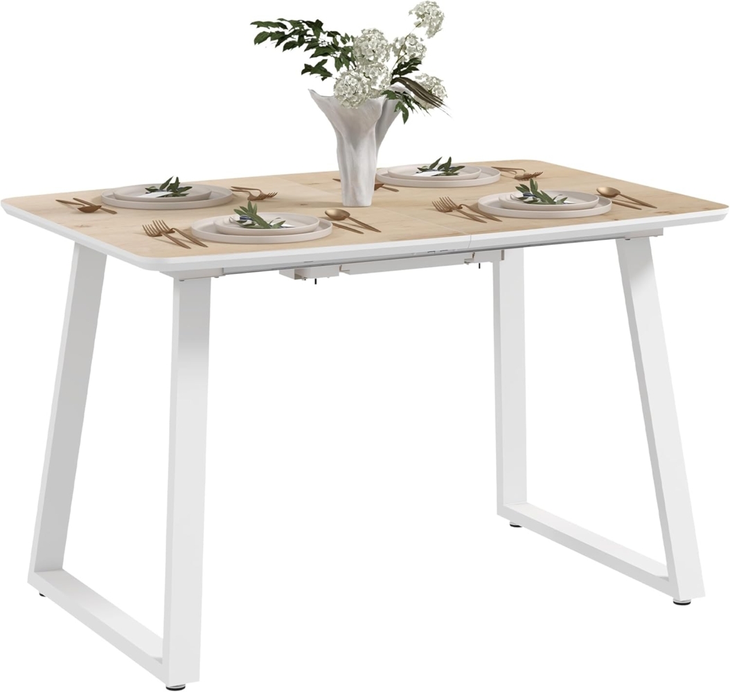 HOMCOM Klapptisch Ausziehbarer Esstisch für 4-6 Personen (Küchentisch, 1-St, Esszimmertisch), Stahl, 120,160 x 80 x 76 cm, Eiche Bild 1