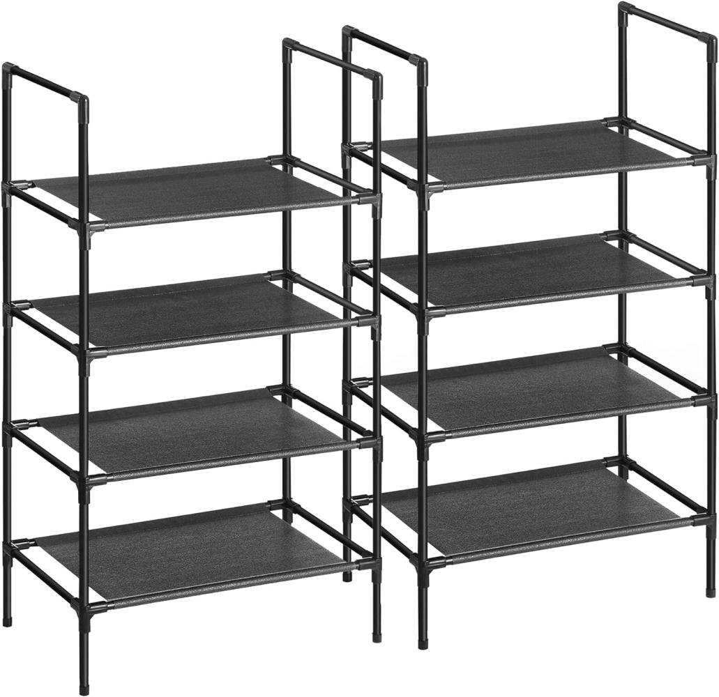 Songmics Schuhregal, 4 Ebenen, Schuhablage, Schuhaufbewahrung, schmal, 28 x 45 x 80 cm, Metallgestell, Ablagen aus Vliesstoff, für Flur, Schlafzimmer, schwarz LSR004B02 Bild 1