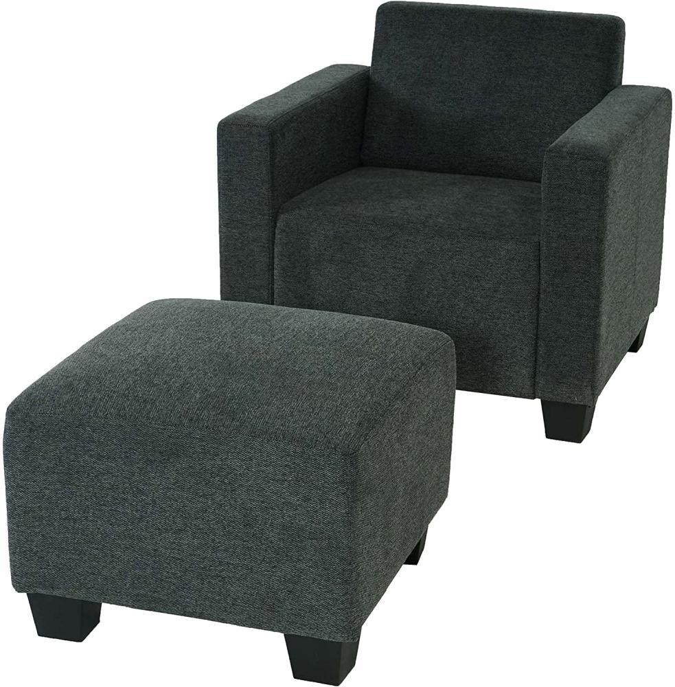 Modular Sessel Loungesessel mit Ottomane Lyon, Stoff/Textil ~ anthrazit-grau Bild 1