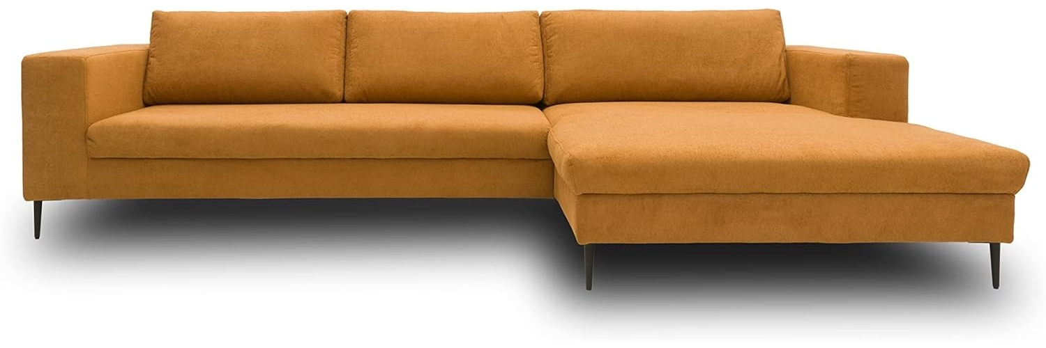 DOMO. collection Ecksofa Mendoza, Sofa in L-Form, moderne Eckcouch, bodenfreie Couch, Eckgarnitur, Polsterecke 244 x 173 x 83 cm (BxTxH), curry (braun) Bild 1