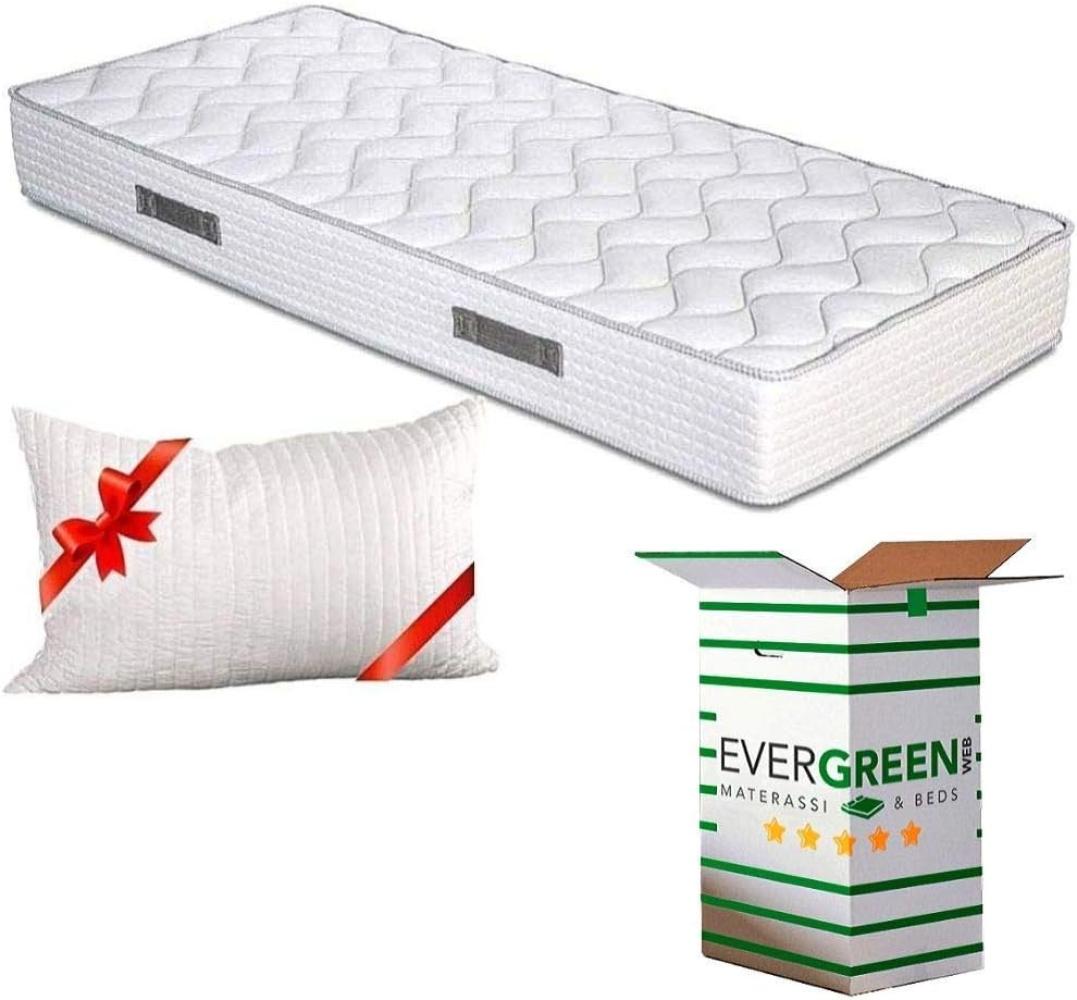 EVERGREENWEB Matratze 75x190 cm aus Polyurethanschaumstoff WATERFOAM, Ergonomisch, Höhe 20 cm + 1 Kissen aus Memory Foam Flocken, Atmungsaktiv Weiß Bezug, Orthopädisch, Massage-Effekt | Fashion Bild 1