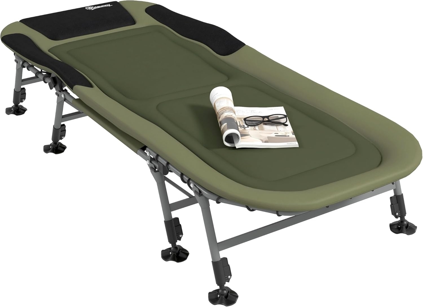 Outsunny Feldbett Campingbett (Klappbett, 1-St, Reisebett) bis 180 kg belastbar für Outdoor Oxford Grün Bild 1