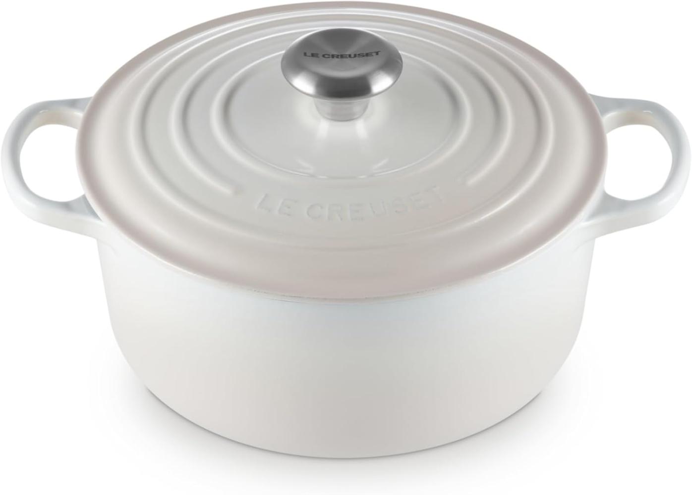 Le Creuset Signature Gusseisen-Bräter mit Deckel, Für alle Herdarten und Induktion geeignet, Rund, Meringue, 24,0 cm, 4.2 Bild 1