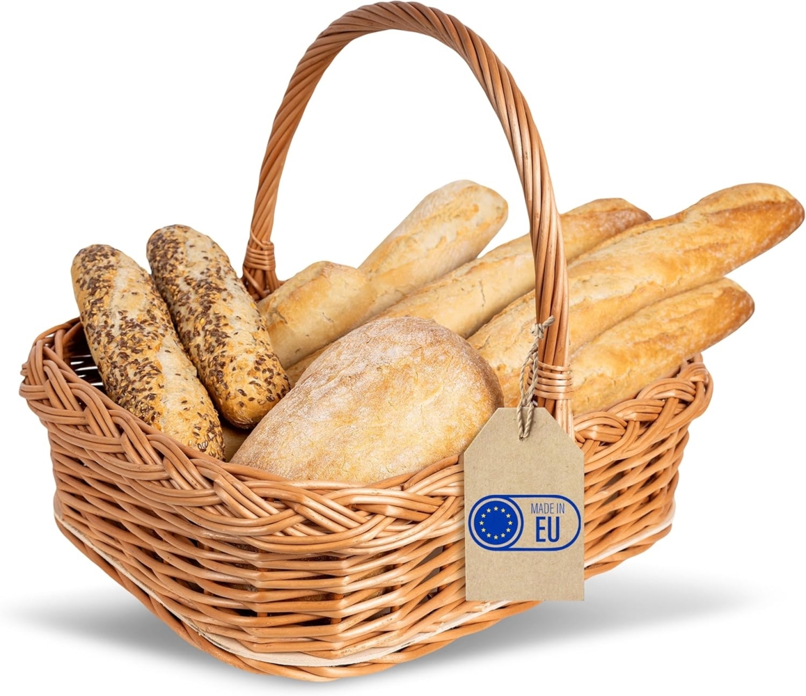 Creative Home Tablett Weidentablett Korbtablett mit Henkel, Boden aus unbehandeltem Bild 1