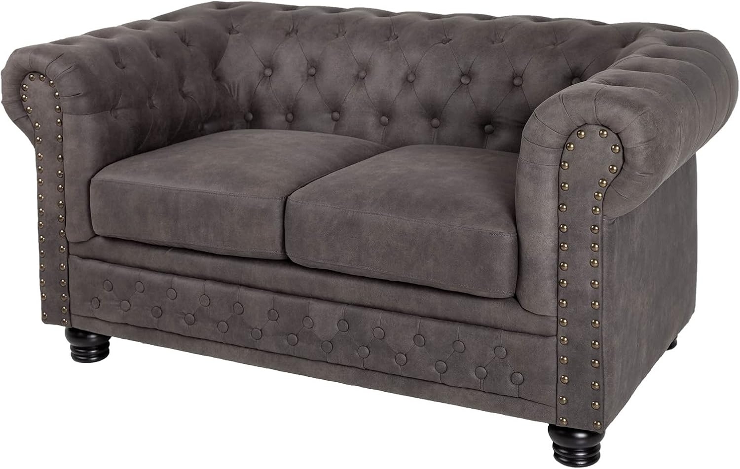 riess-ambiente 2-Sitzer CHESTERFIELD 150cm vintage grau taupe, Einzelartikel 1 Teile, Wohnzimmer · Couch · Microfaser · Federkern · Rundum-Bezug · Design Bild 1