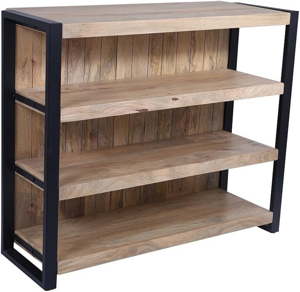 Vente-unique - Barmöbel mit 3 Regalen - Mangoholz & Metall - Holzfarben & Schwarz - HARLEM II Bild 1