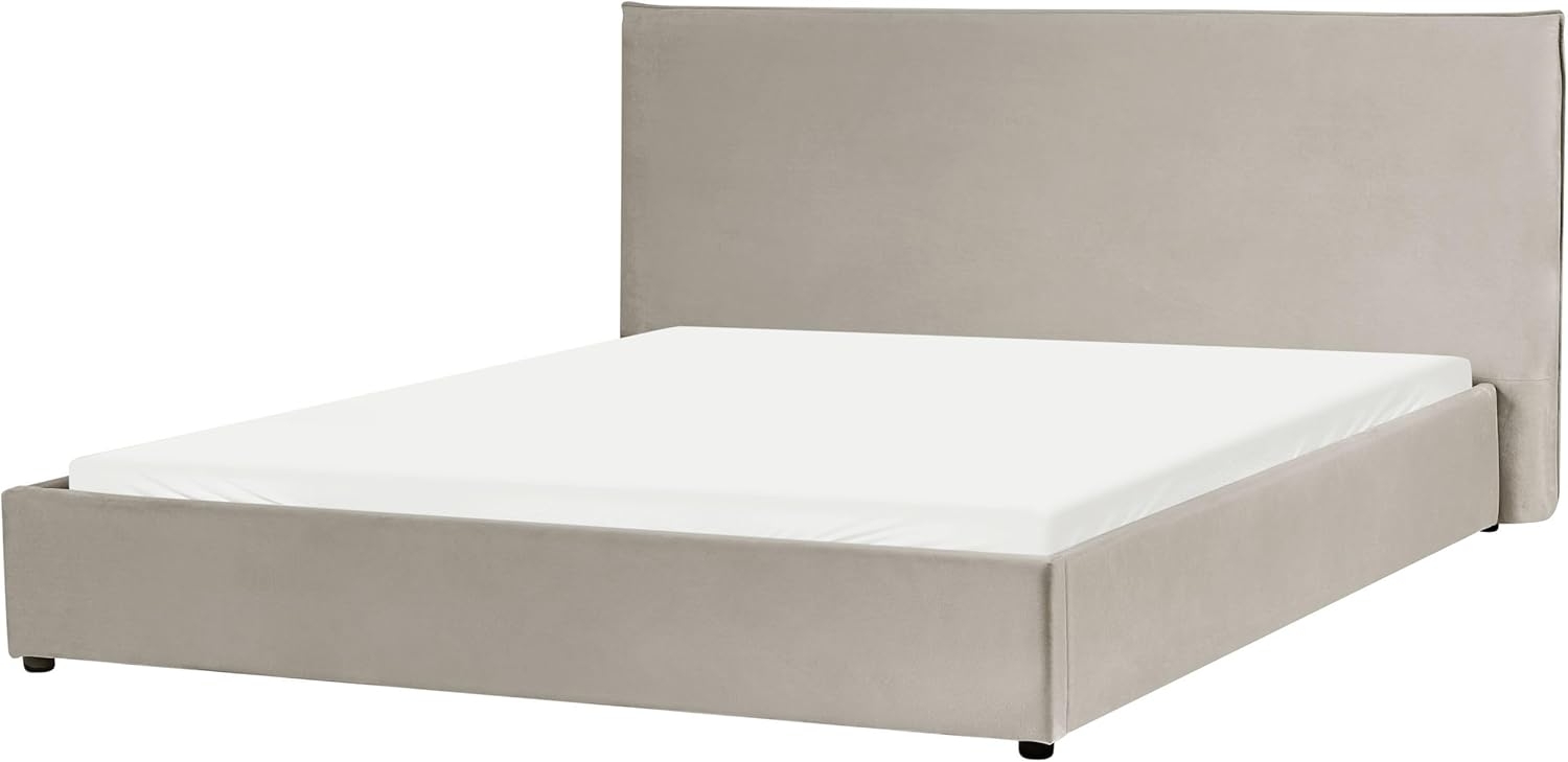 Bett mit Lattenrost Samtstoff LAVAUR 180 x 200 cm Taupe Bild 1