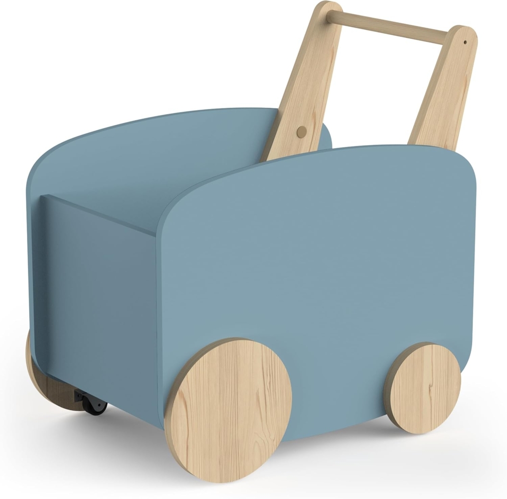 habeig Spielzeugtruhe Spielzeugbox Spielwagen Spielauto MDF Holz 55 x 53 x 35 cm 7kg, inklusive 4 Rädern zum Bewegen der Spielzeugtruhe Bild 1