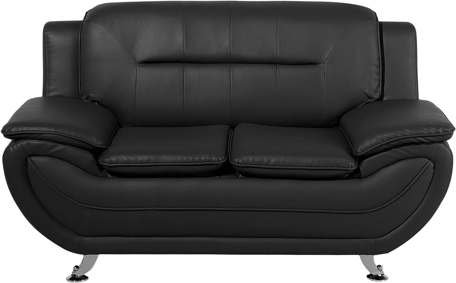 2-Sitzer Sofa Kunstleder schwarz LEIRA Bild 1