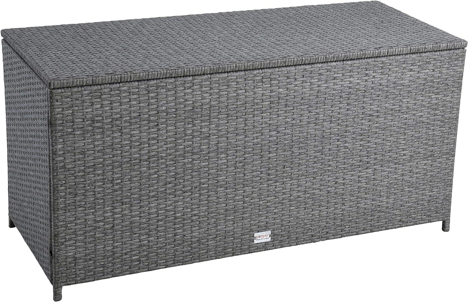 Auflagenbox Poly Rattan Kissenbox Gartenbox Aufbewahrungsbox Box Grau-Mix Bild 1