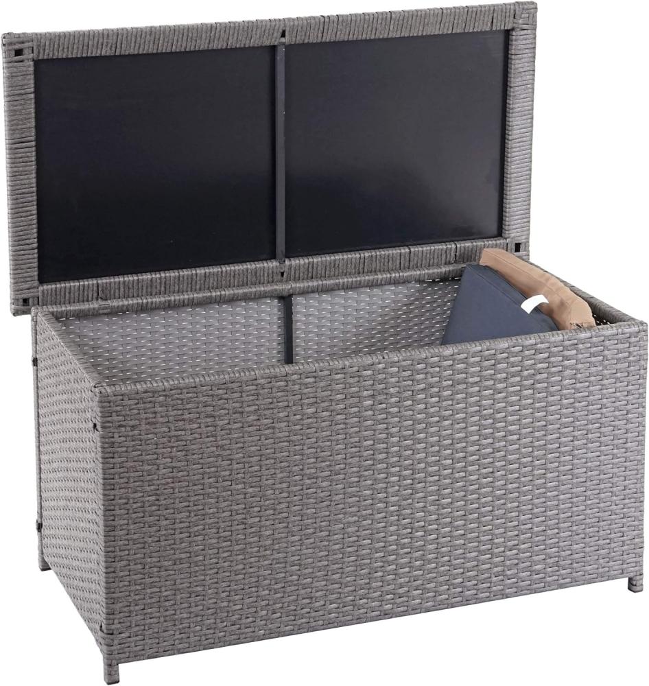 Poly-Rattan Kissenbox HWC-D88, Gartentruhe Auflagenbox Truhe ~ Basic grau, 51x115x59cm 250l Bild 1