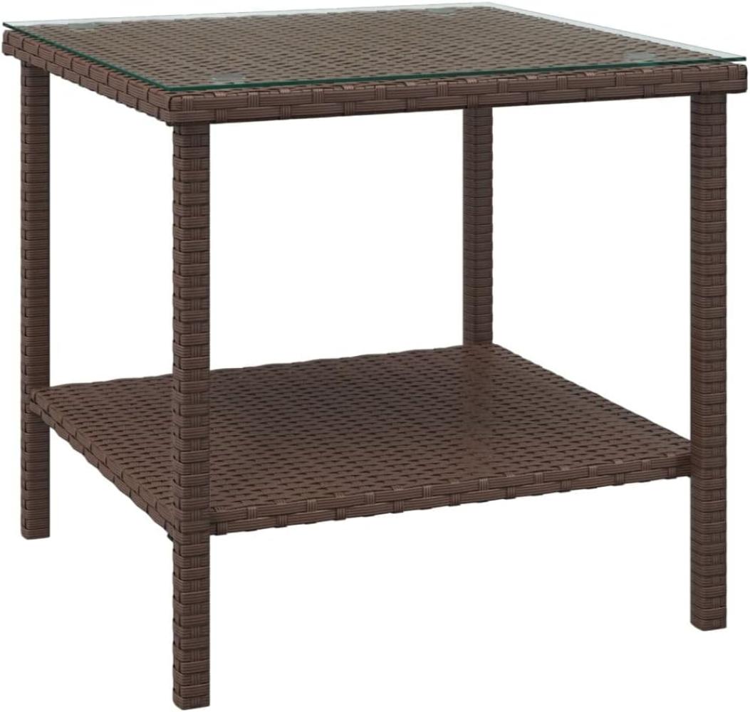 vidaXL Beistelltisch Braun 45x45x45 cm Poly Rattan und Hartglas 319399 Bild 1