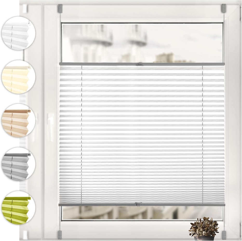 Sonello Plissee Klemmfix ohne Bohren 60cm x 200cm Grau Faltrollo Plisseerollo Jalousie für Tür & Fenster Blickdicht Sichtschutz Sonnenschutz Fertifplissee Rollo Bild 1