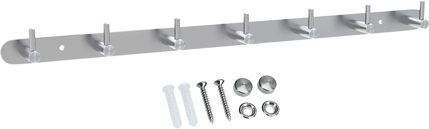 Intirilife Edelstahl Garderobenleiste Modell B - 7 Haken - Kleiderhaken Garderobe Hakenleiste in 5 verschiedenen Designs Bild 1