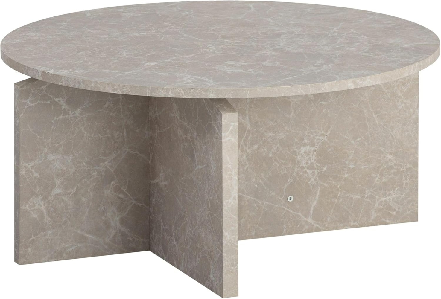 FINEBUY Couchtisch FB59727 (70 cm MDF, Wohnzimmertisch Stein Optik Sandfarben), Sofatisch Beige Modern, Kaffeetisch Groß Rund Bild 1