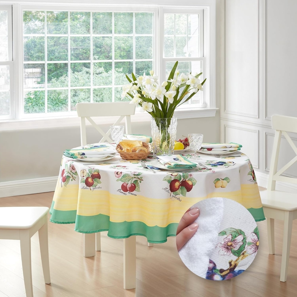 Elrene Home Fashions Villeroy & Boch French Garden Fleurence Esstischdecke, Flecken- und wasserabweisend, 178x178 cm, rund Bild 1