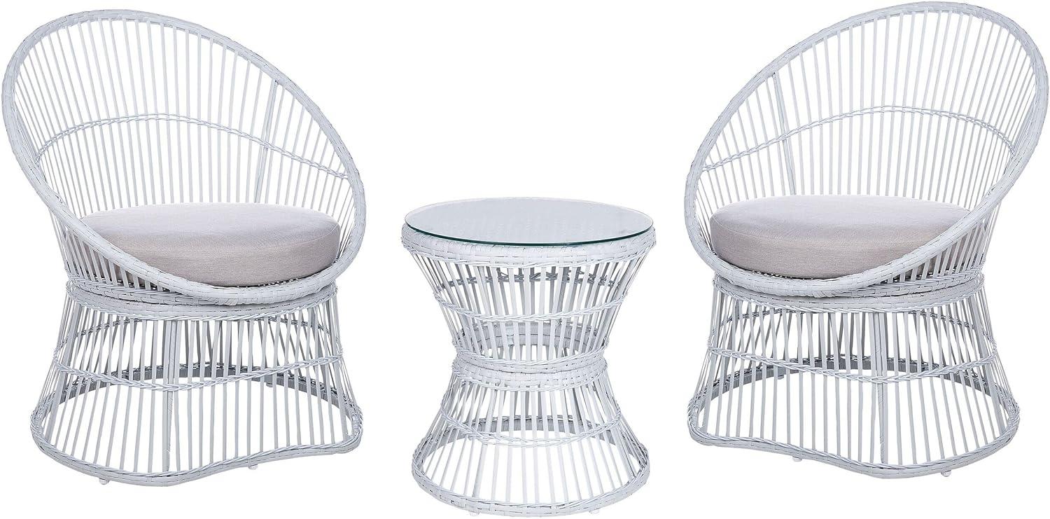 Bistro Set mit Kissen Weiß MESYNA Bild 1