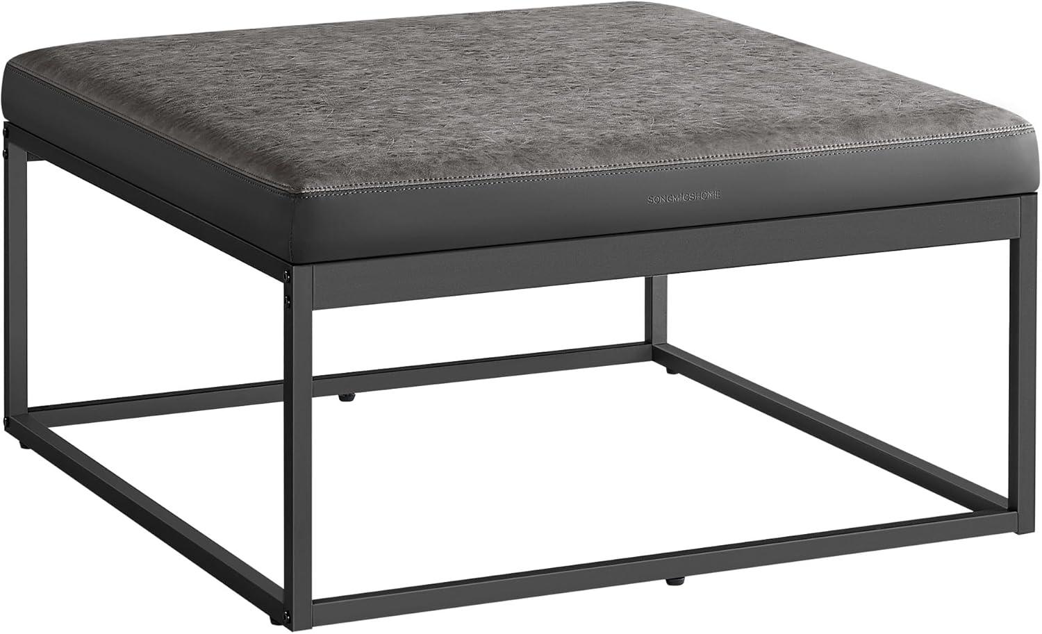 Songmics HOME LUIZ Kollektion-Couchtisch quadratisch, Wohnzimmertisch, Oberteil wendbar, Beistelltisch, Sitzhocker, Stahlrahmen bis 300 kg belastbar, für Wohnzimmer, Taubengrau LOM077G01, 78x78x40cm Bild 1