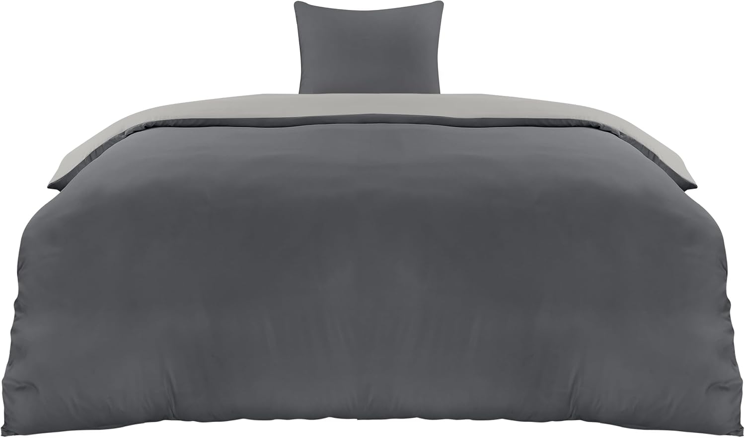 Utopia Bedding Bettwäsche 135x200 Set - Mikrofaser Bettbezug 135x200 cm + 1 Kissenbezug 80x80 cm - Dunkelgrau/Hellgrau Bild 1