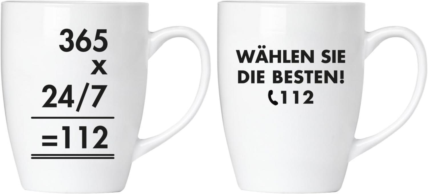 Tassen Set "Wählen Sie die Besten! 112 Feuerwehr" 2 Kaffeebecher aus Keramik Geschenk mit Grußkarte Bild 1