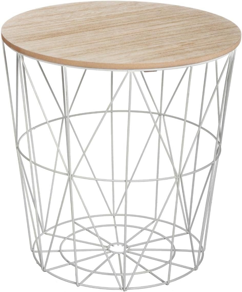Korbtisch mit abnehmbarer Platte, MDF/ Metall Grau, Ø 39,5x41 cm Bild 1