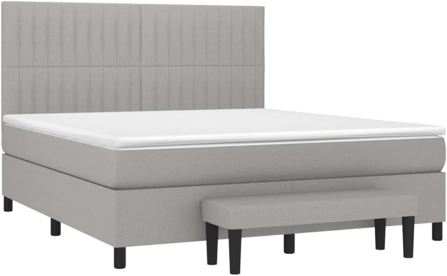 vidaXL Boxspringbett mit Matratze Hellgrau 160x200 cm Stoff 3136765 Bild 1