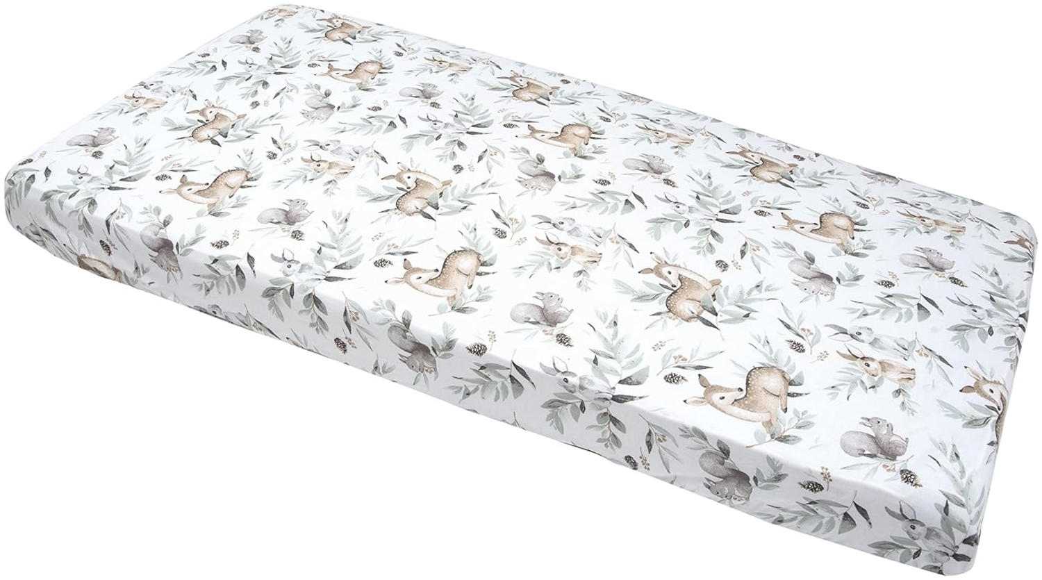 Medi Partners Spannbettlaken 60x120 Baby Bettlaken Kinderbett Spannbetttuch 100% Baumwolle - Fitted Kinder Sheet Bettwäsche Babymatratze Schlafsack Babybett (Kitz und Eichhörnchen) Bild 1