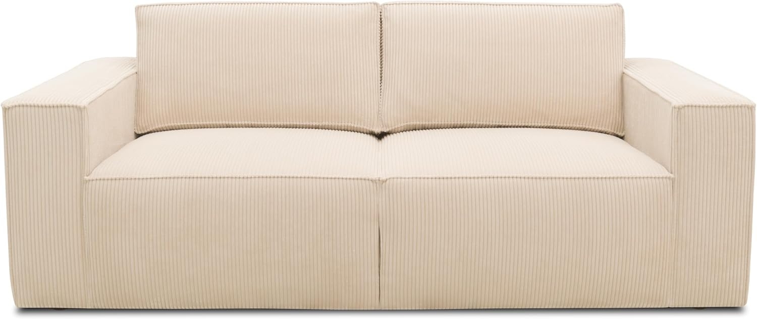 DOMO. collection Sofa Portland, 2-Sitzer Couch, modernes 2er Polstersofa, Garnitur, 210 x 93 x 84 cm (BxTxH), Cord creme Bild 1