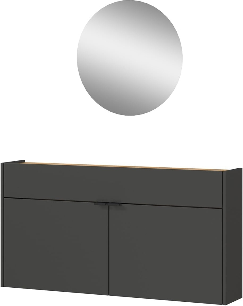Germania 2-TLG. Garderoben-Set 7937-549 GW-Ameca, in Graphit/Navarra-Eiche-Nb, mit geringer Tiefe, 110 x 200 x 22 cm (BxHxT) Bild 1