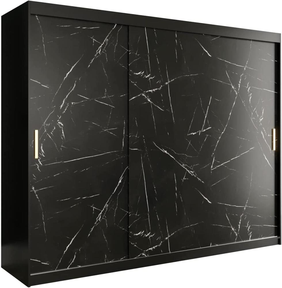Kleiderschrank Kamoga T 250 (Schwarz / Marmor Schwarz + Gold, mit Schubladen) Bild 1