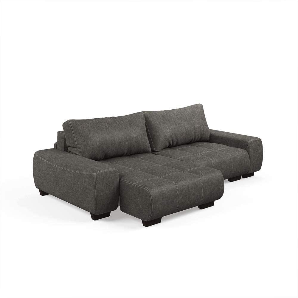 VitaliSpa Sofa PERRY Schlaffunktion - Anthrazit Couch Schlafsofa Schumstoff Grau Bild 1