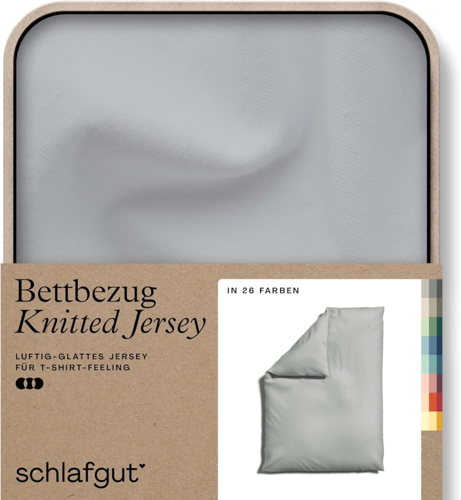 Schlafgut Knitted Jersey Bettwäsche | Bettbezug einzeln 155x220 cm | grey-light Bild 1