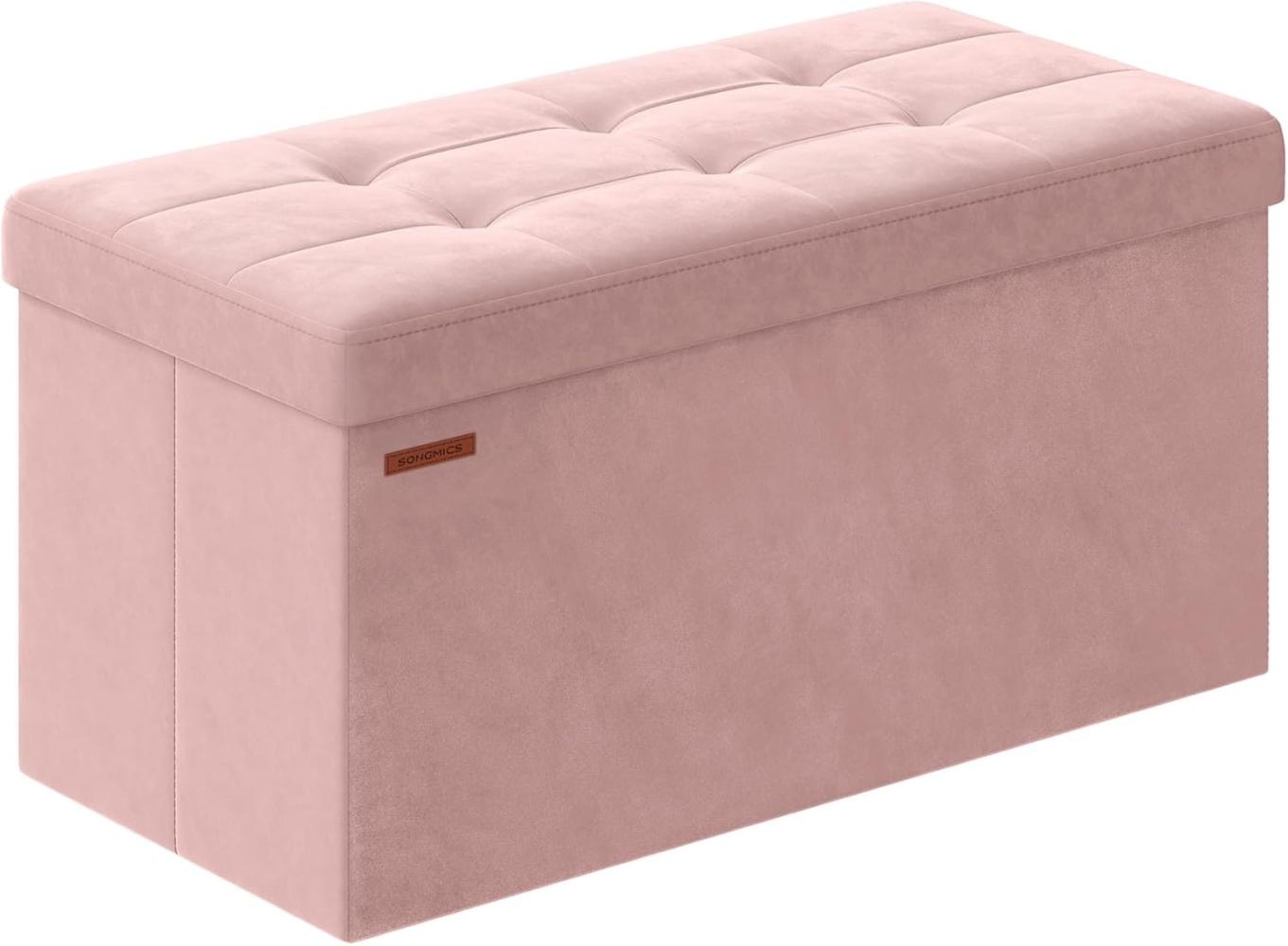 Songmics Storage Ottoman, Foldable Velvet Storage Bench, 2 Extra Storage Boxes, 15 x 30 x 15 Inches, 660 lb Load Capacity, for Entryway, Living Room, Bedroom, Jelly Pink LSFDE247R01 Bild 1