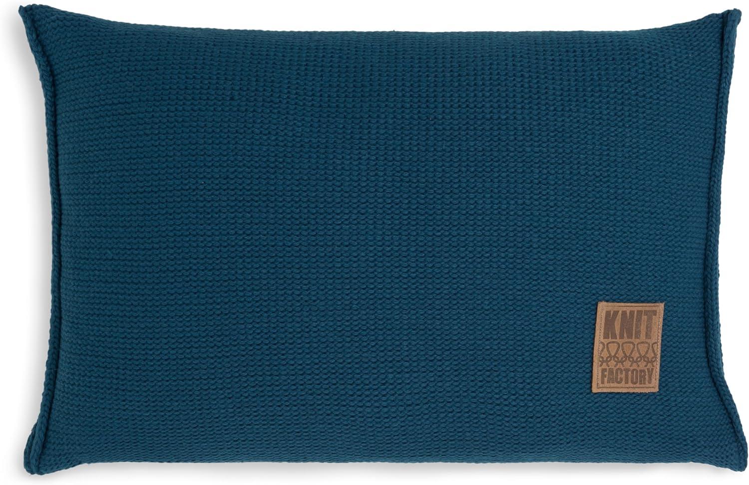 Knit Factory Uni Kissen 60x40 cm Glatt Dunkelblau Bild 1