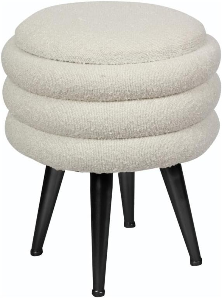 Vente-unique - Niedriger Hocker mit Stauraum - Bouclé-Stoff & schwarzes Metall - Cremefarben - ESDALO Bild 1