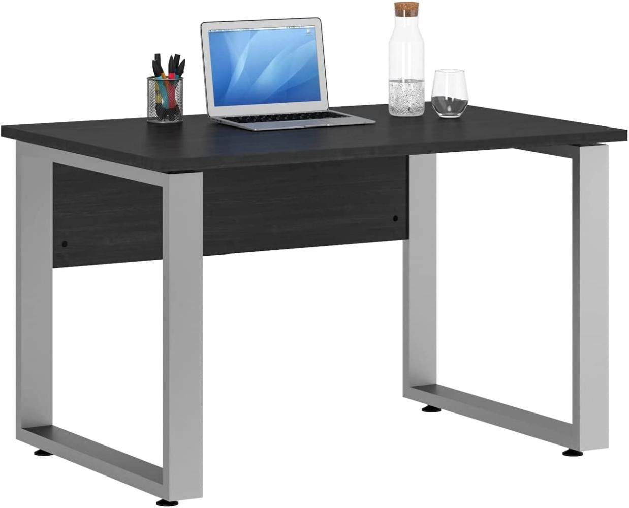 Schreibtisch >HOMEBASE< (HxT: 75x80 cm) in Ash-Oak - Alu-Optik Bild 1