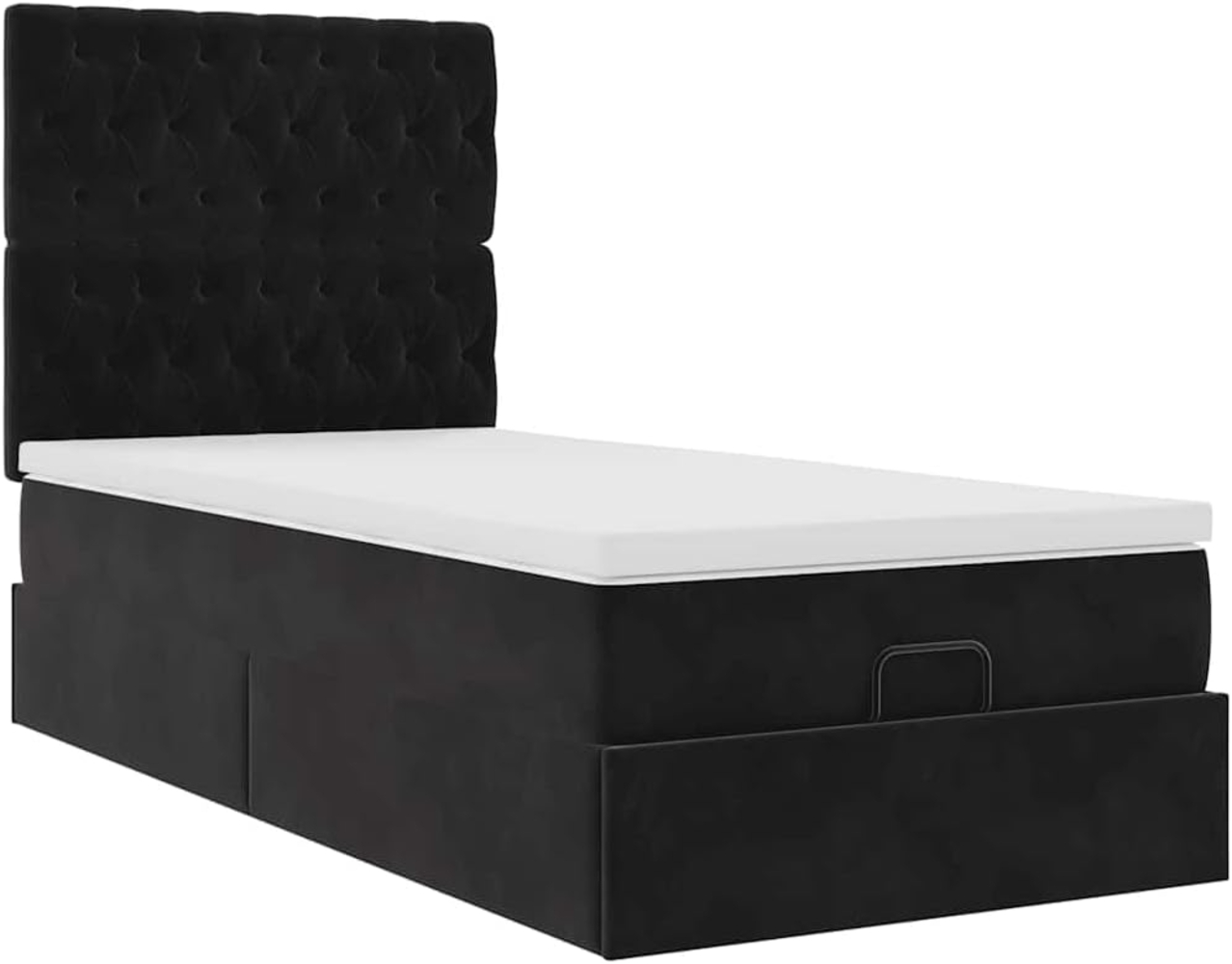 Ottoman-Bett mit Matratzen Schwarz 80x200 cm Samt 3313507 Bild 1