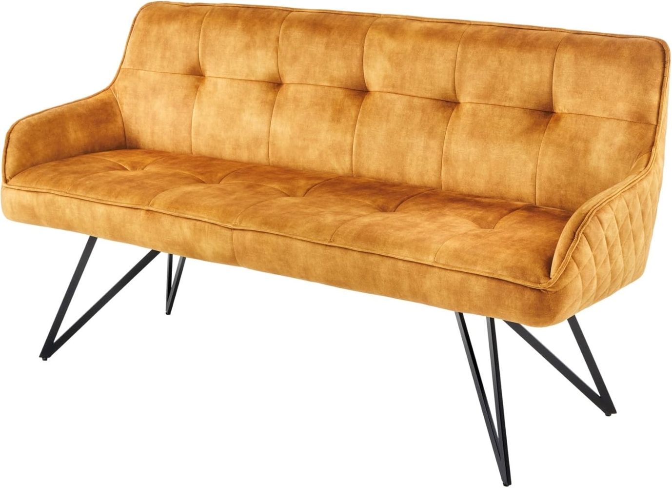 riess-ambiente Sitzbank EUPHORIA 156cm senfgelb / schwarz (Einzelartikel, 1-St), Wohnzimmer · Samt · Metall · Flur · Küche · Esszimmer · Retro Design Bild 1