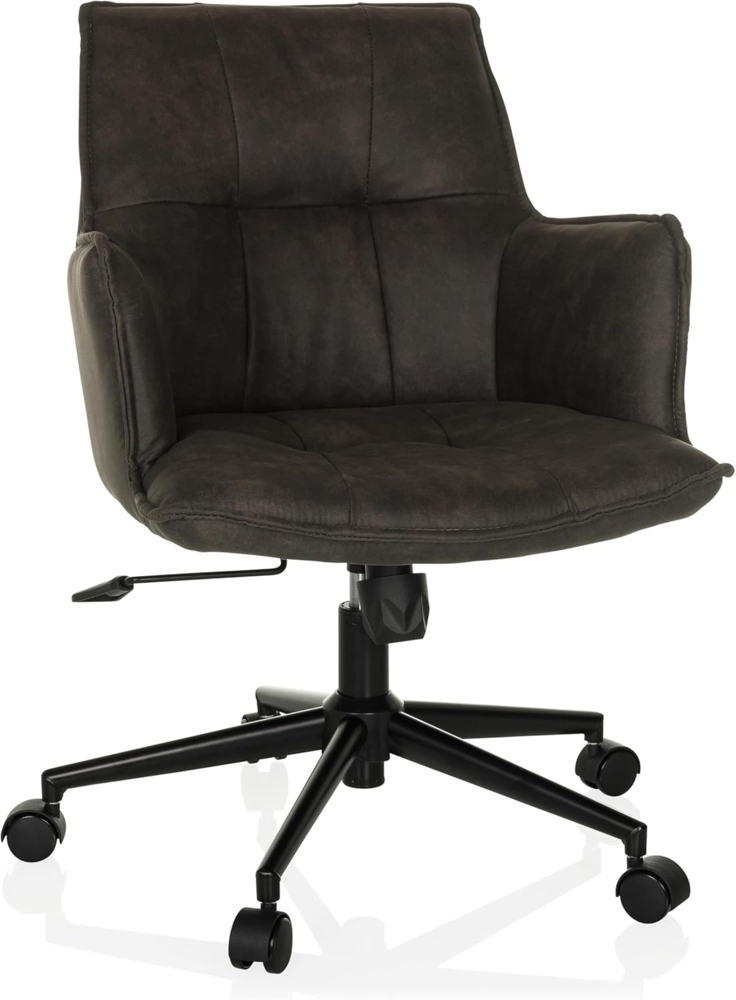 hjh LIVING Homeoffice Stuhl gepolstert SOLAO Life Schreibtischstuhl Drehstuhl höhenverstellbar, Stoffbezug Dunkelgrau Bild 1