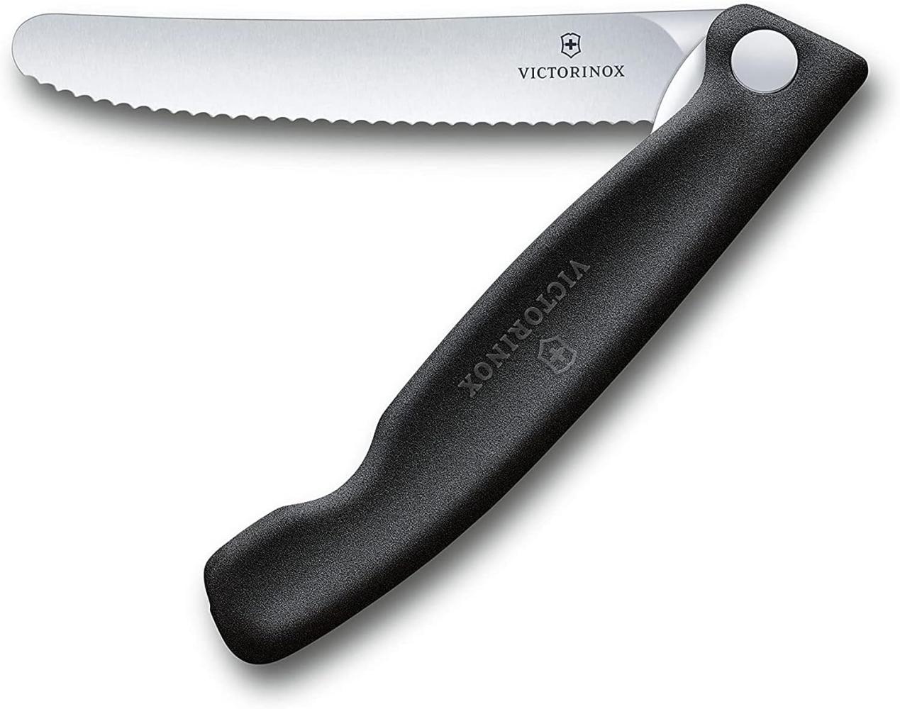 Victorinox Swiss Classic faltbares Gemüsemesser Wellenschliff (11 cm), Schwarz Bild 1