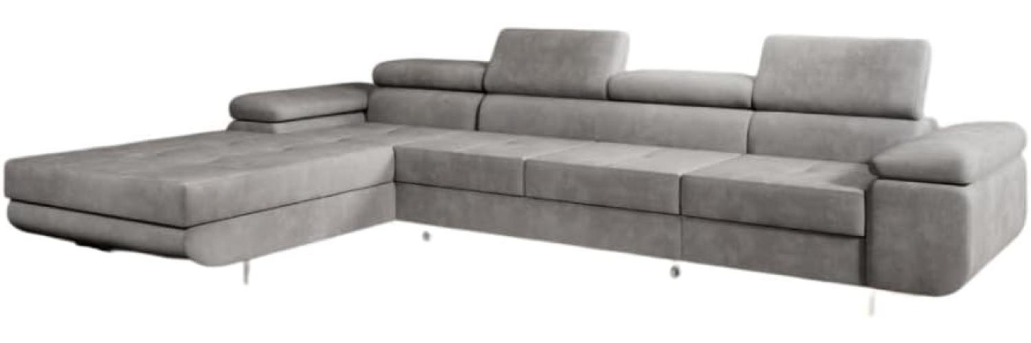 Designer Sofa Calvera Maxi mit Schlaf- und Klappfunktion (Samt) Grau Links Bild 1