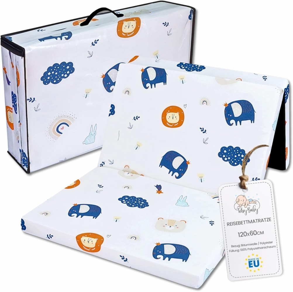 Reisebett Matratze 60x120 cm faltbar - Dicke Faltbare Matratze für Baby Klappmatratze Kinder Matratze Reisebett Regenbogen Bild 1