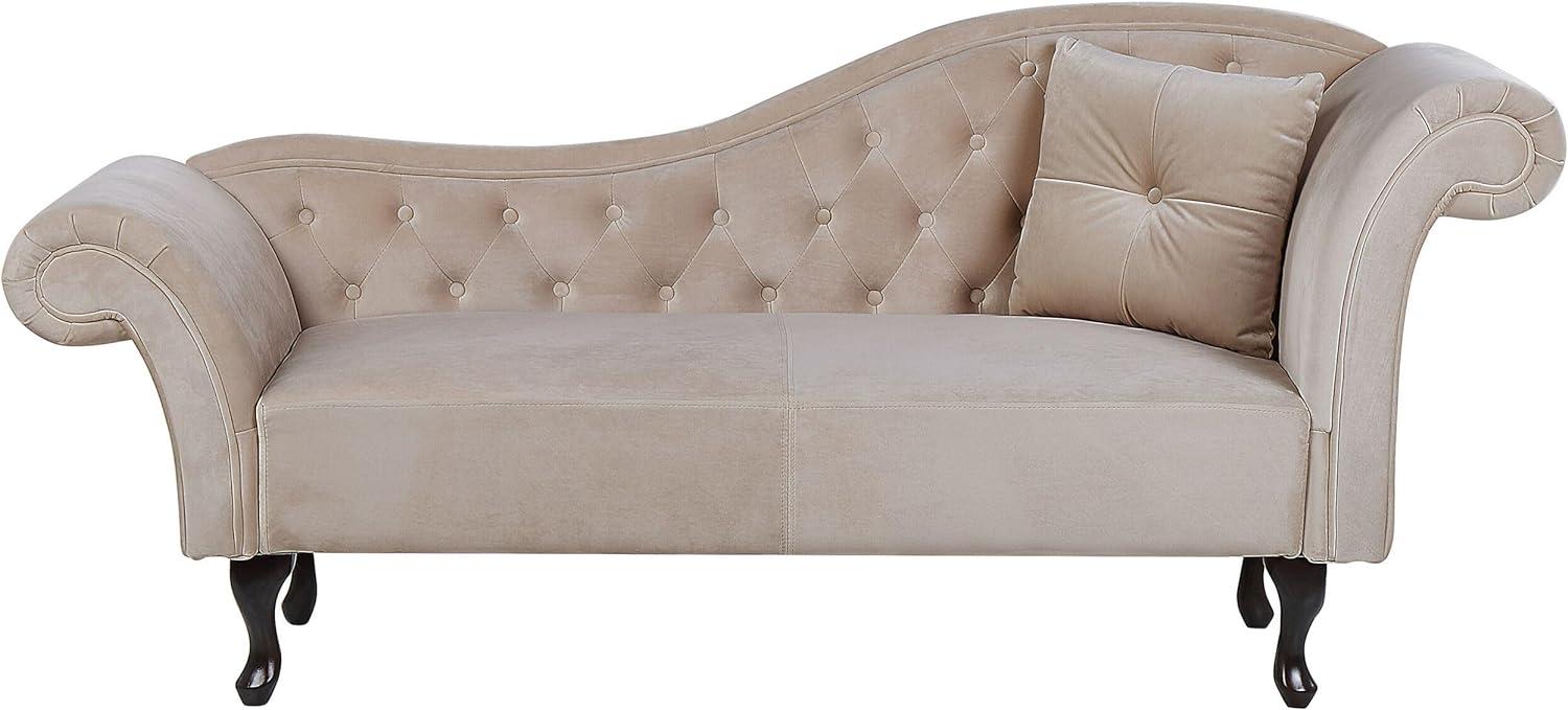 Chaiselongue Samtstoff beige rechtsseitig LATTES Bild 1