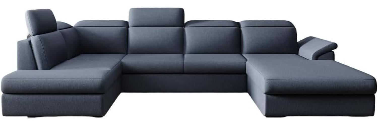 Designer Sofa Emiliano mit Schlaf- und Klappfunktion Stoff Blau Rechts Bild 1